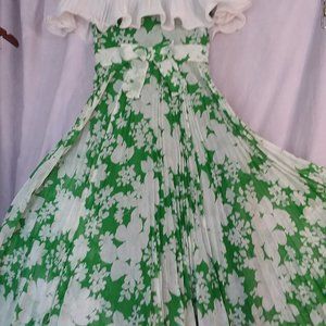 Vtg Miss Elliette Pleated Maxi Dress S